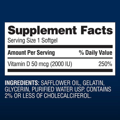 Member's Mark Vitamin D3 50 mcg (2000 IU) – Bone & Immune Support | 400 Tablets