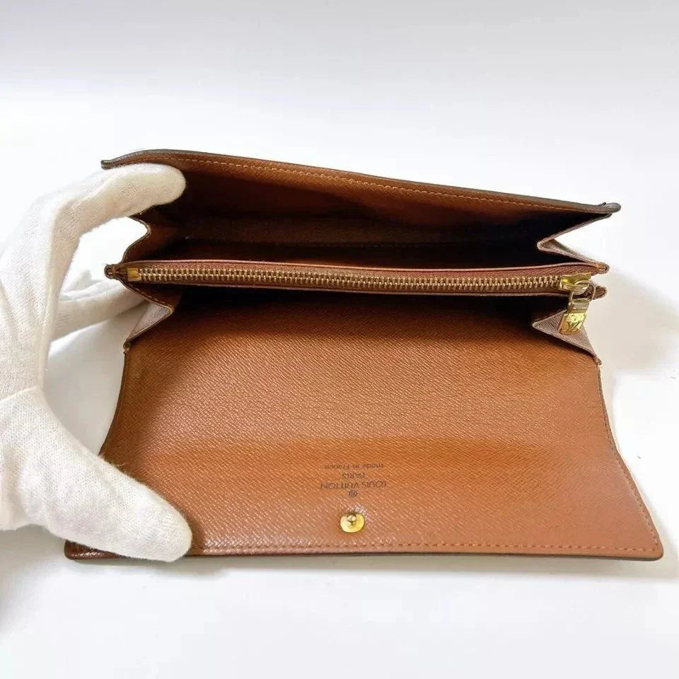 Authentic Louis Vuitton Monogram Sarah Long Wallet – Brown Coated Canvas