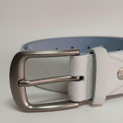Handmade White Hair on Hide Leather – Mens White Belt for Golf & Summer Wedding