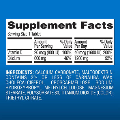 Member's Mark Calcium with Vitamin D3 Tablets – Bone Health Support | 600 Count