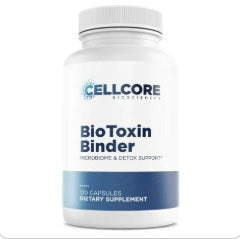 Supplement bottle labeled Cell core Biotoxin Binder' on a white background