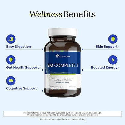 Bio Complete 3 – 3-in-1 Probiotic Supplement for Gut Health & Digestion – 30 Day Supply