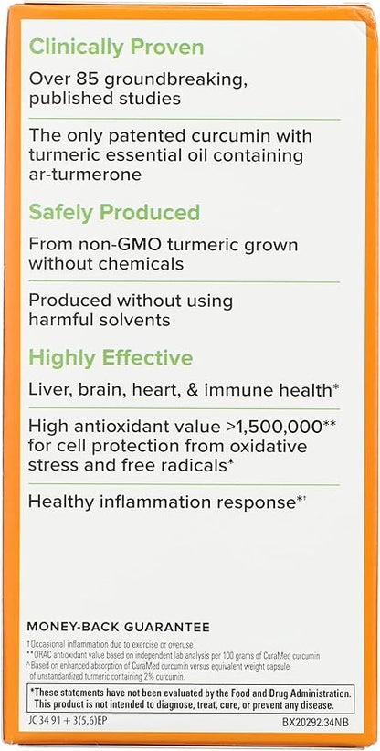 Terry Naturally CuraMed 750 mg Curcumin Supplement – Antioxidant Brain, Heart & Immune Support | 120 Softgels