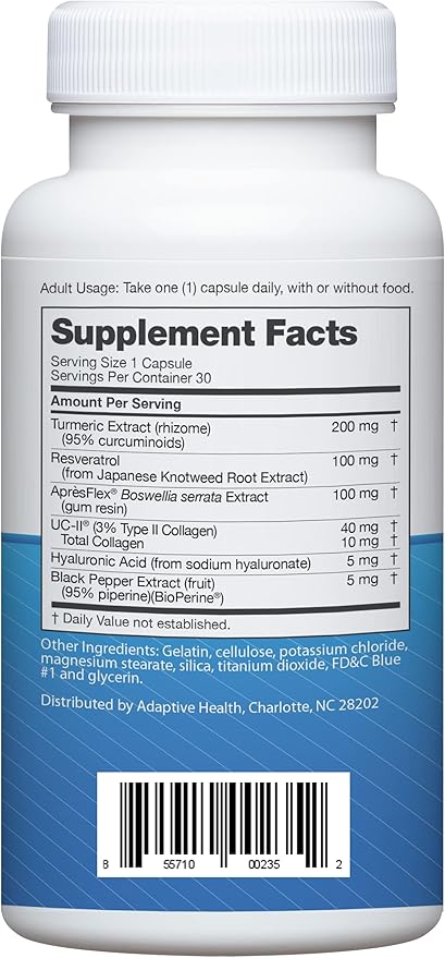 Instaflex Advanced Joint Support Supplement – Turmeric, Resveratrol, Boswellia & UC-II Collagen – 30 Capsules