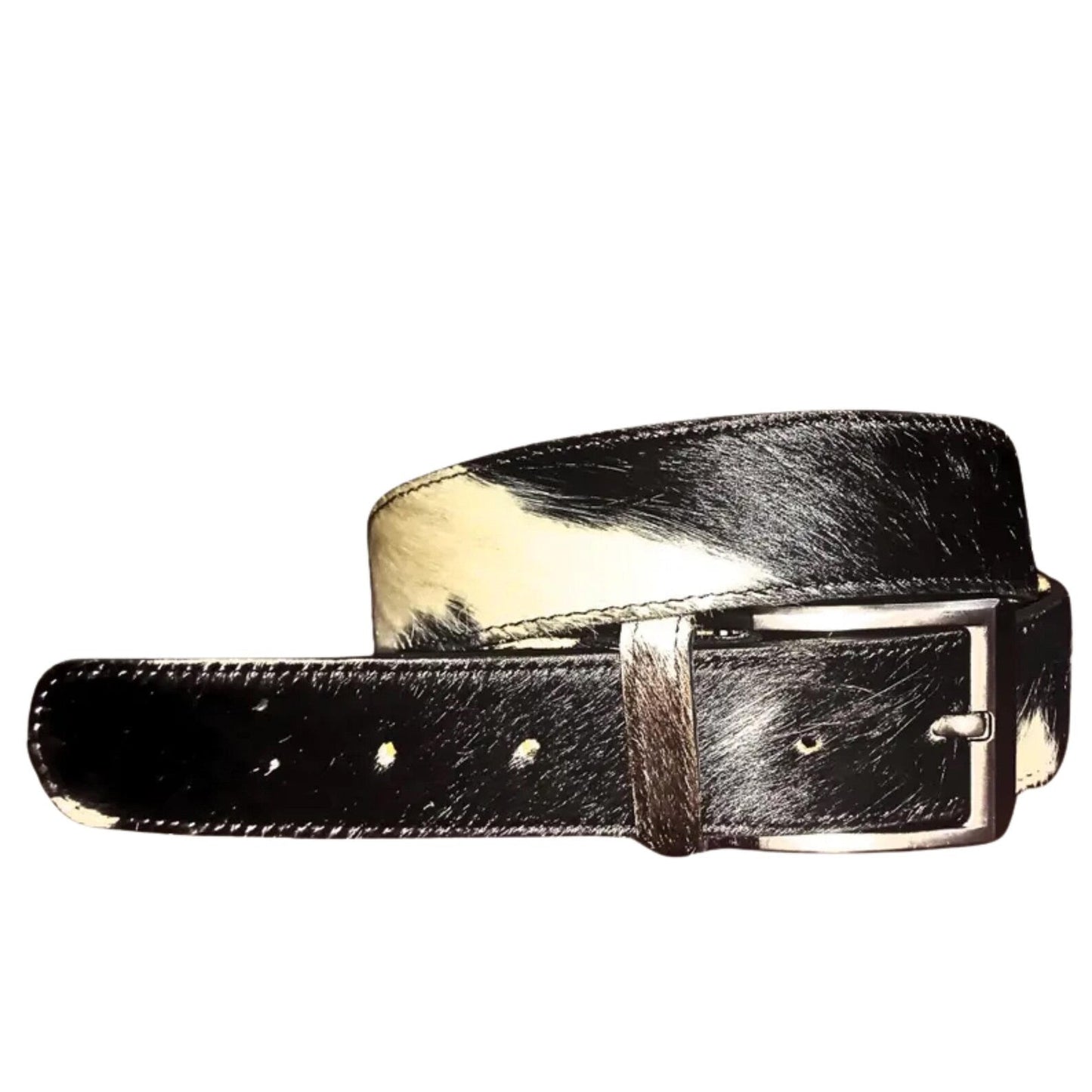 Handmade Cowhide Leather Belt – Brown Cowboy Western Cow Print Belt for Men