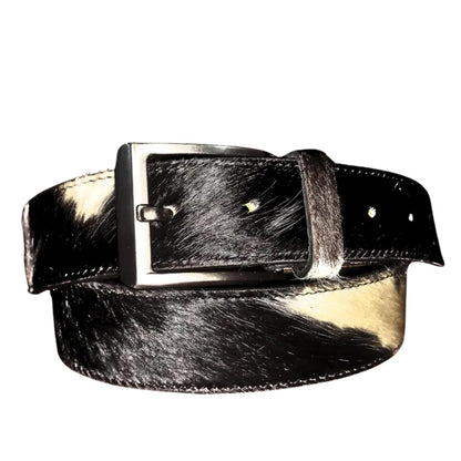 Handmade Cowhide Leather Belt – Brown Cowboy Western Cow Print Belt for Men