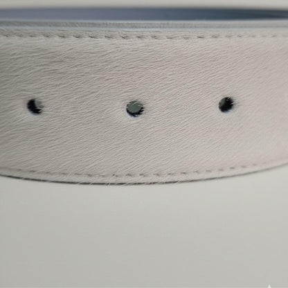 Handmade White Hair on Hide Leather – Mens White Belt for Golf & Summer Wedding